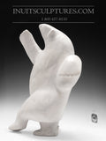 H&R16" Rare White Marble Dancing Bear by Nuna Parr