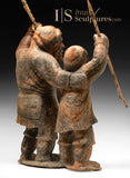 32" Father & Son Hunters Epic Museum Piece by Paul Malliki CURATOR'S CHOICE