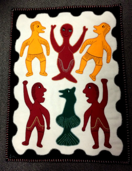 53"x 40"  Inuit Felt Tapestry by Irene Avaalaaqiaq *Busy Spirits*