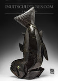 Char arctique volant en marbre noir de 21 po par Toonoo Sharky