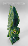 9" "Covid Collection" Apple Green Owl Spirit with Orange Pekoe eyes by Toonoo Sharky