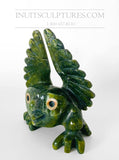 6" "Covid Collection" Apple Green Happy Owl Spirit with Orange Pekoe eyes by Toonoo Sharky